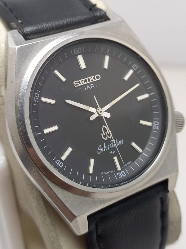 Seiko Silver Wave 7121-8020 Black Dial Vintage Men's Watch