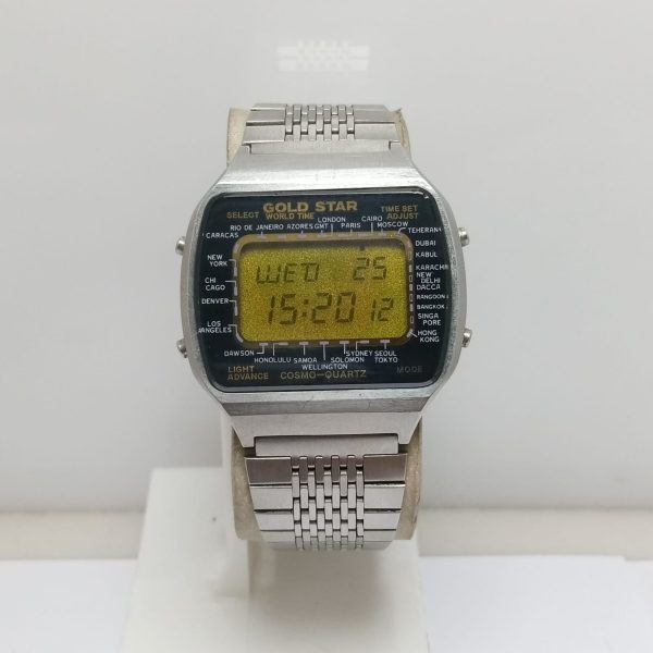 Gold Star World Time Digital Vintage Men's Watch