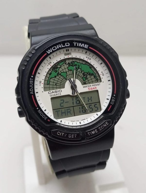 Casio Quartz AW-21U World Time Digital Vintage Men's Watch