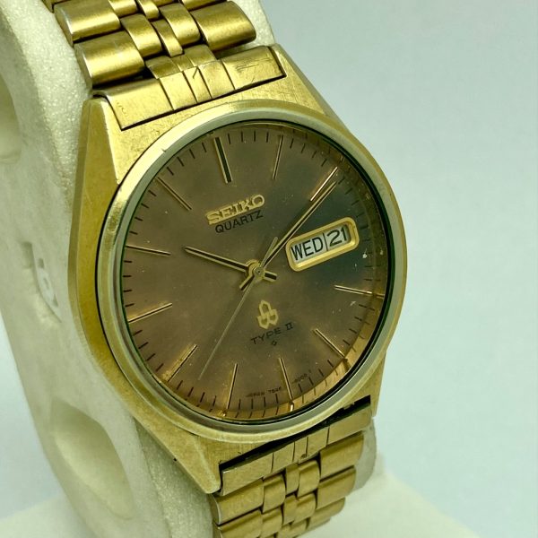 Seiko Quartz Type II 7546-8000 Potina Dial Golden Vintage Men's Watch