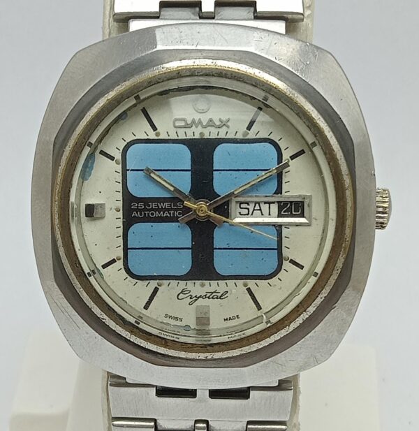 Omax Crystal Automatic Double Dial Color DayDate Vintage Men's Watch