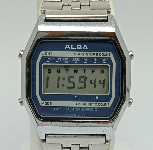 Seiko Alba Quartz Y746-5010 Digital Alarm Chronograph Vintage Men’s Watch