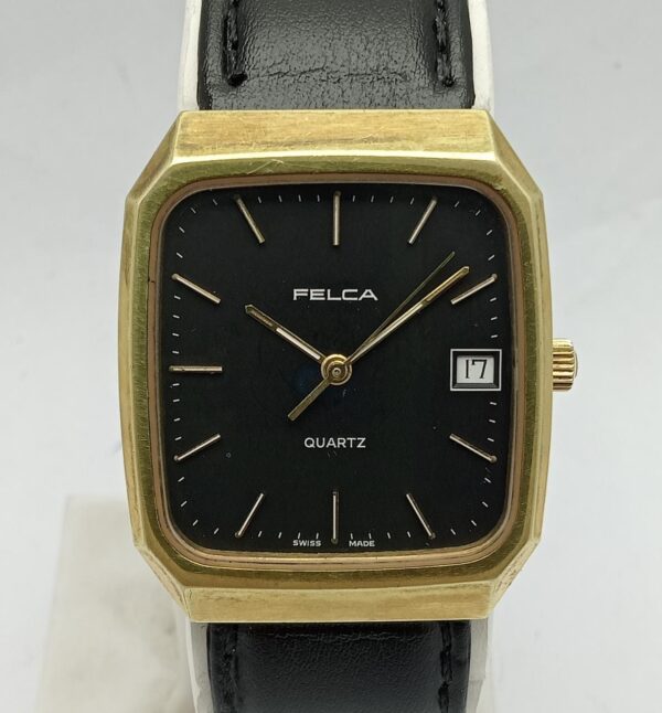 Felca EQ-221-GF Quartz Black Dial Vintage Men's Watch