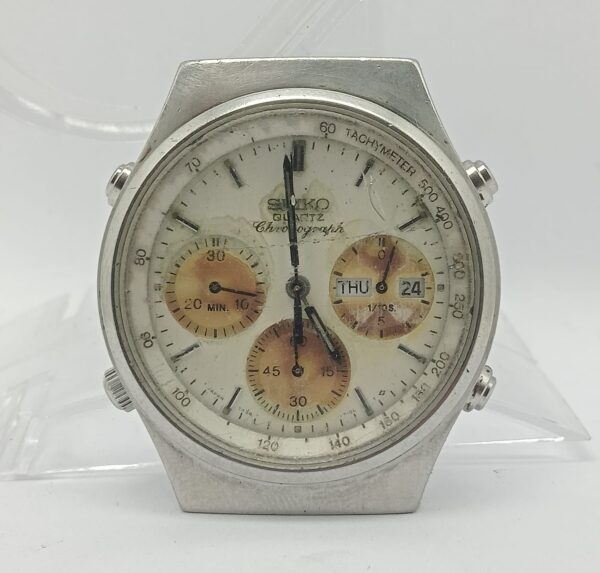 seiko Chronograph 7A38-7190 Day/Date Quartz Vintage Watch For Parts