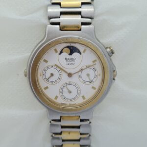 Seiko Quartz 7F38-6110 Moon Phase SQ 100 Vintage Men's Watch