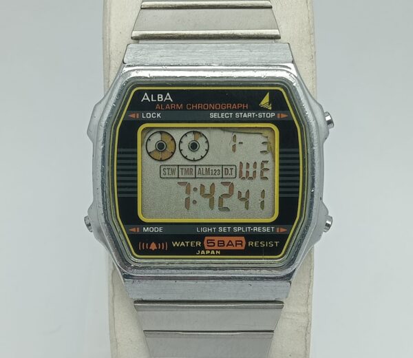 Alba Seiko Quartz W339-4A10 Alarm Chronograph Digital Vintage Watch