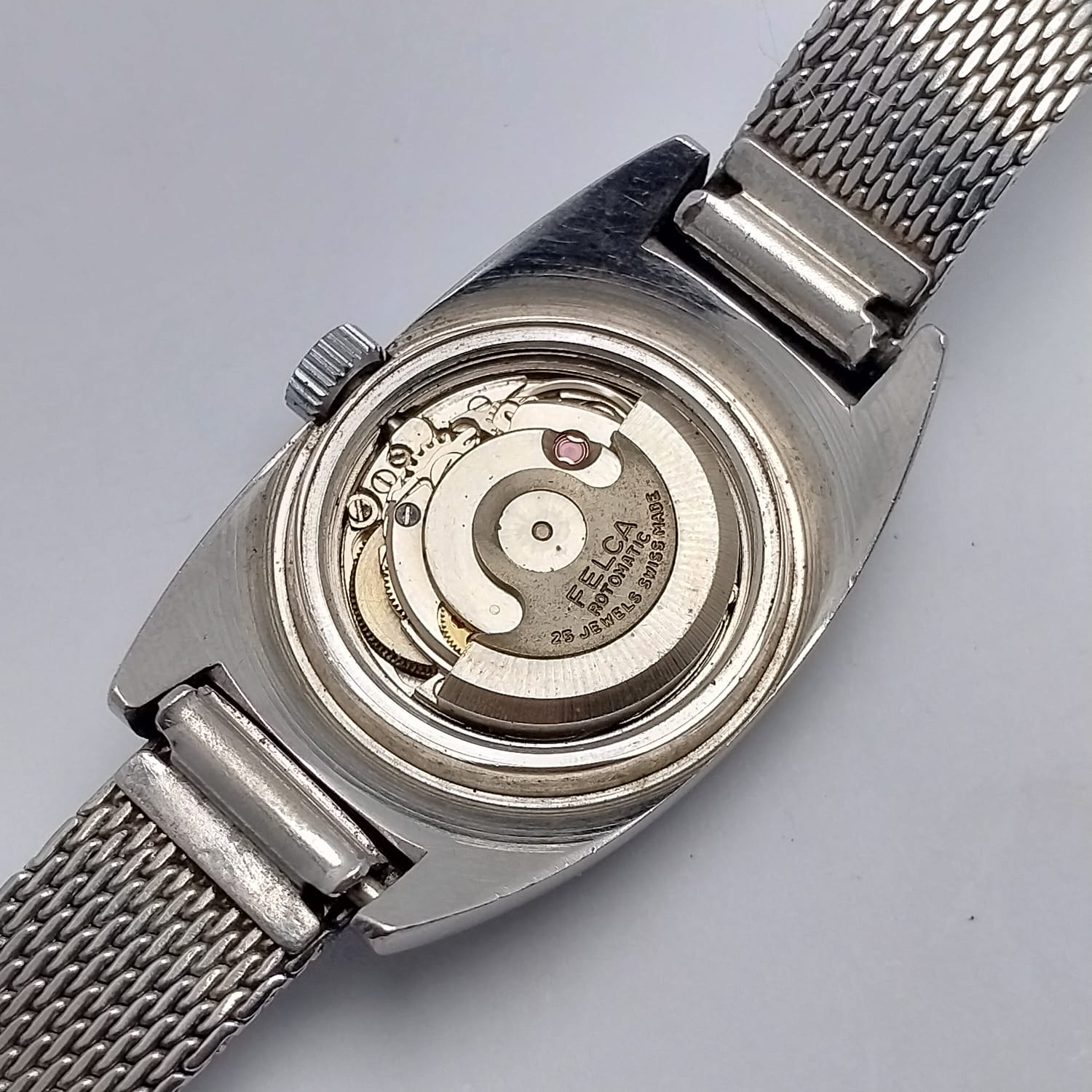 FELCA ROTOMATIC ETA 2551 Automatic With Mesh Bracelet Vintage Watch - Image 9