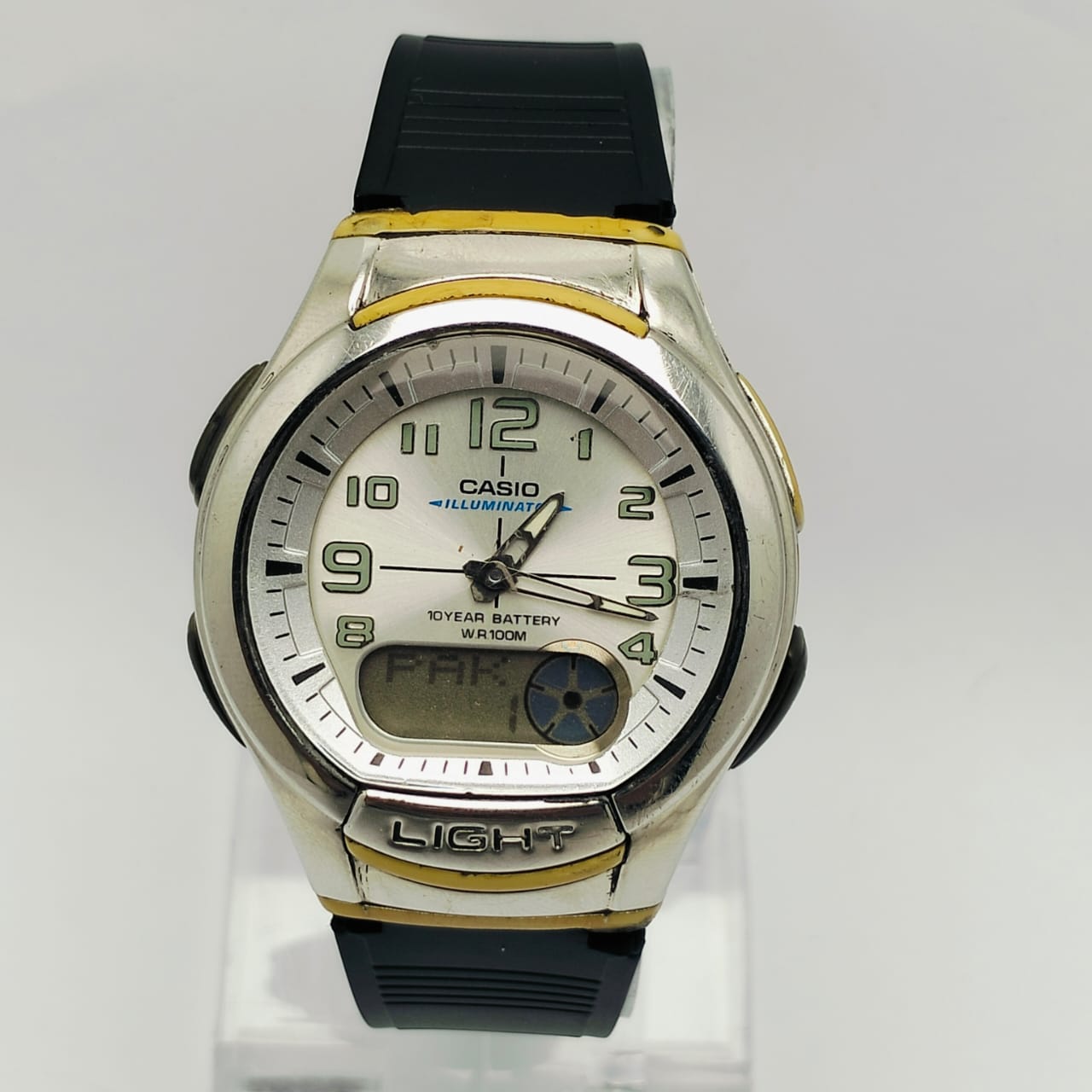 Casio Illuminator AQ-180W Module 3793 World Time Ana-Digi Vintage Watch SAE30MHN2 - Image 2