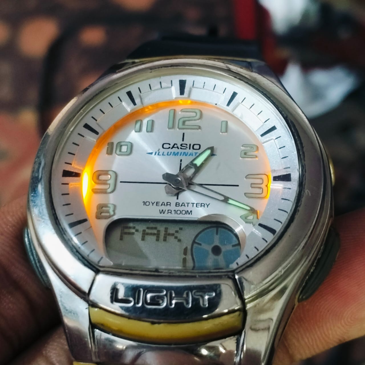 Casio Illuminator AQ-180W Module 3793 World Time Ana-Digi Vintage Watch SAE30MHN2 - Image 11