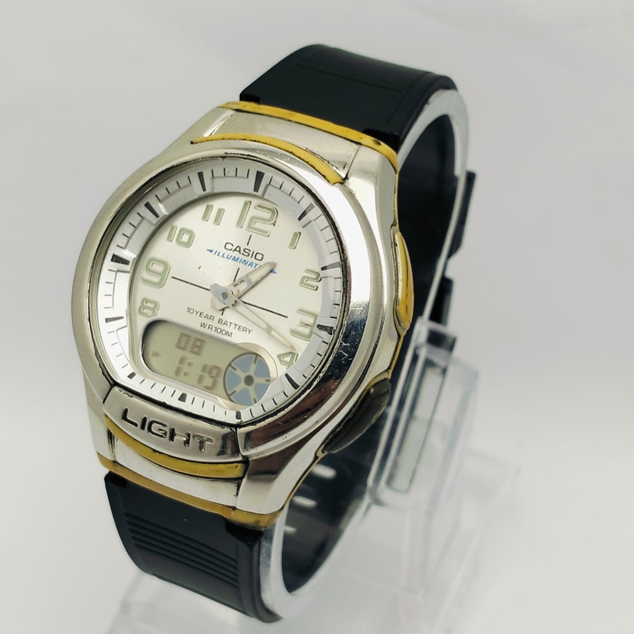 Casio Illuminator AQ-180W Module 3793 World Time Ana-Digi Vintage Watch SAE30MHN2 - Image 6