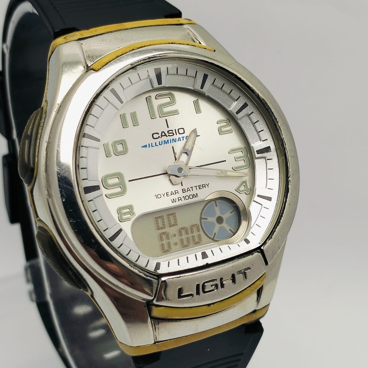 Casio Illuminator AQ-180W Module 3793 World Time Ana-Digi Vintage Watch SAE30MHN2 - Image 4