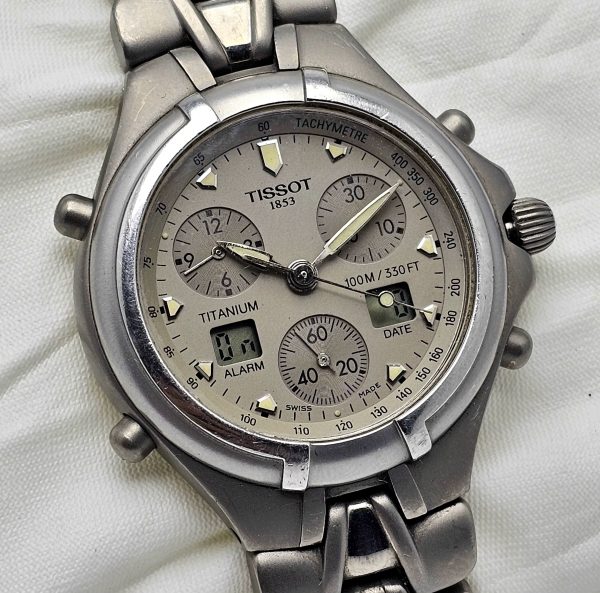 Tissot 1853 Quartz T670 Titanium Alarm Chronograph AnaDigi Vintage Mens Watch 4 600x593