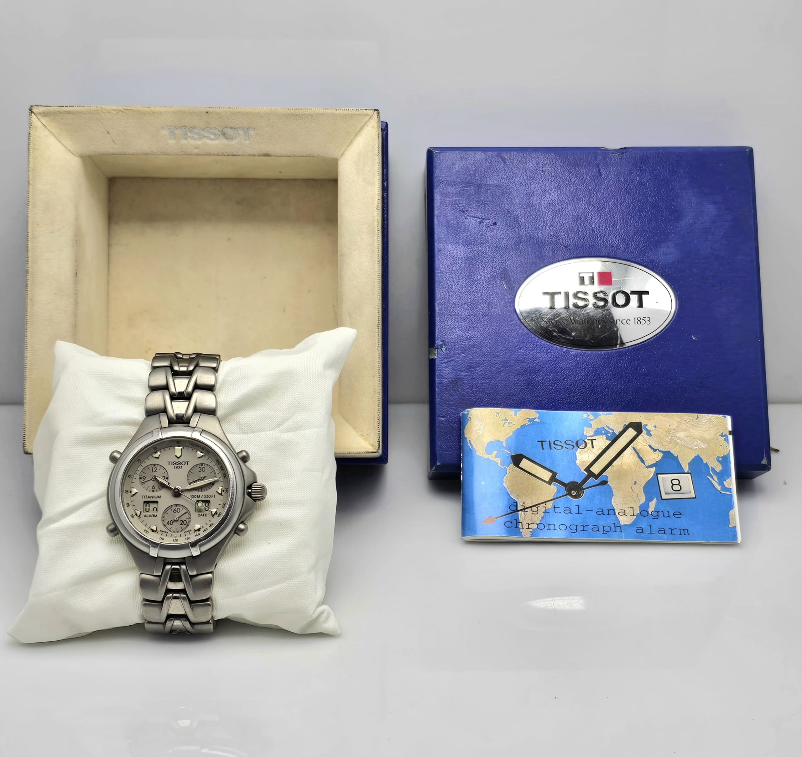 Tissot 1853 Quartz T670 Titanium Alarm Chronograph AnaDigi Vintage Mens Watch 6 scaled