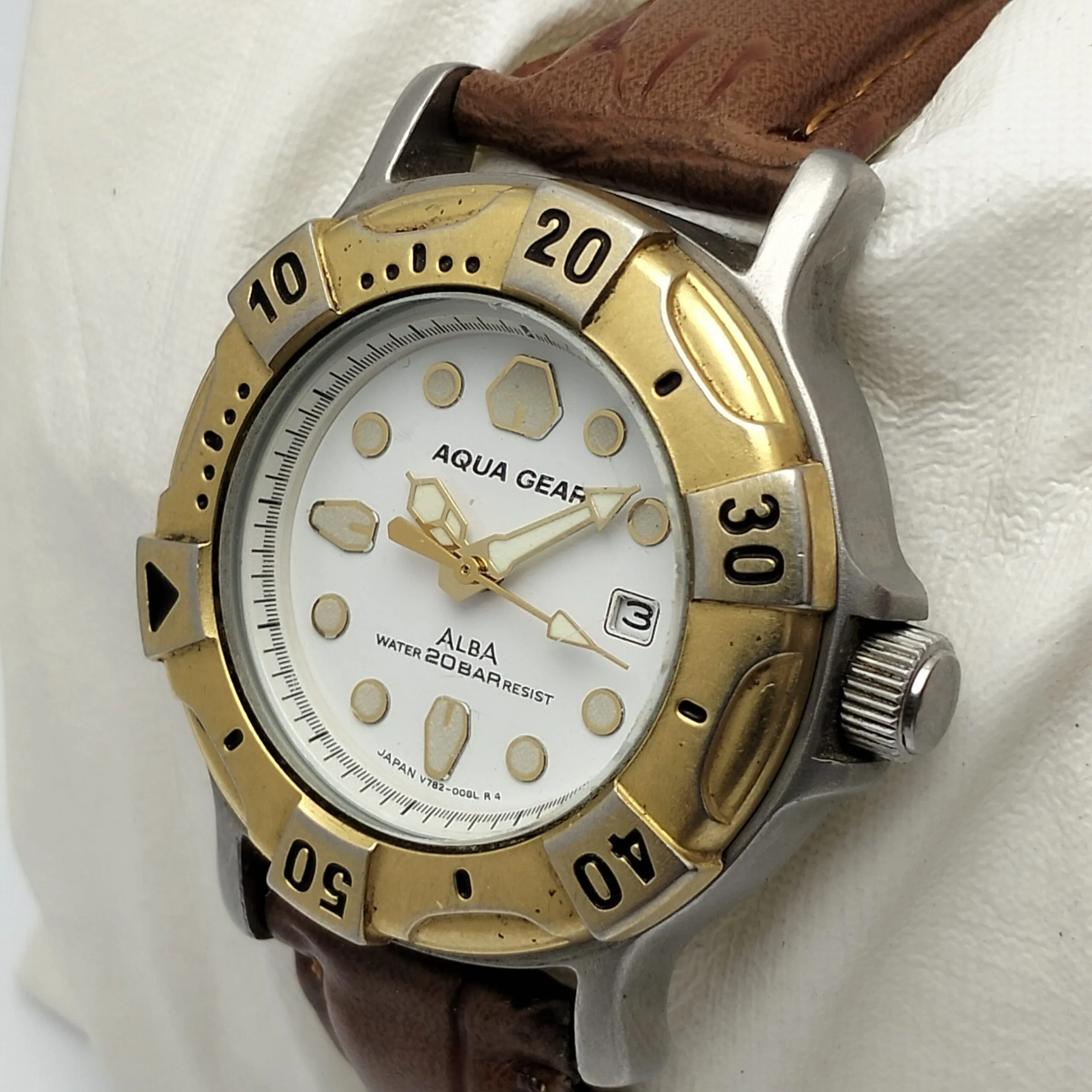 Seiko Alba Aqua Gear V782-0060 Quartz Diver Vintage Unisex Watch