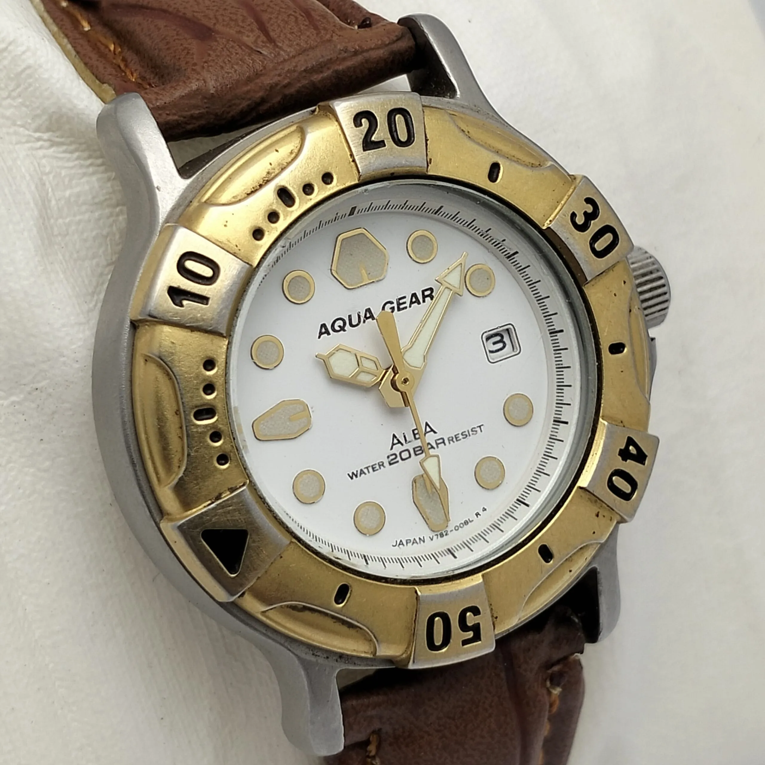 Seiko Alba Aqua Gear V782-0060 Quartz Diver Vintage Unisex Watch