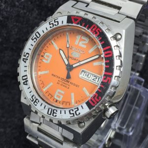 Seiko 5 Sports Automatic 7S36-02E0 Orange Dial Diver's Vintage Watch TAH16BAS15