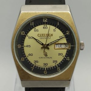 Citizen Quartz 44-3409 Crystron 4-731981 Day/Date Vintage Men's Watch HSA8SAL10