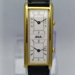 ANA Dual Time Double Face Quartz Tank Vintage Unisex Watch CRAE1KS12