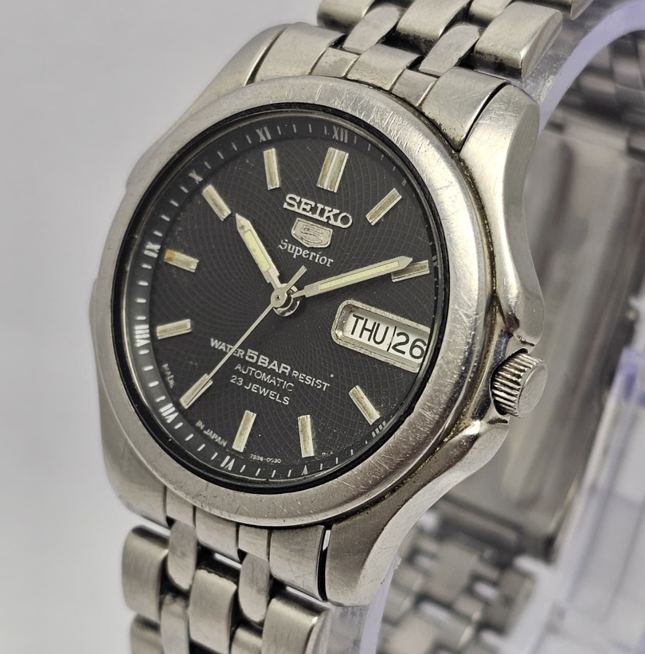 Seiko 5 Superior 7S36-0030 Day/Date Vintage Men's Watch Japan SHB82SHA - Image 3