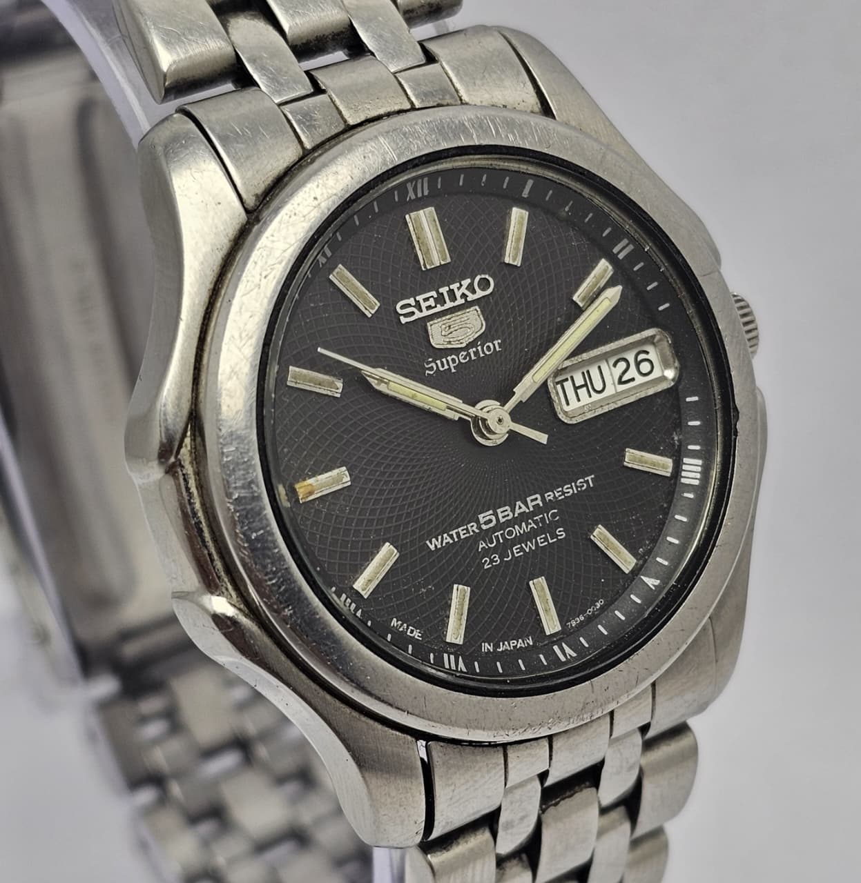 Seiko 5 Superior 7S36-0030 Day/Date Vintage Men's Watch Japan SHB82SHA