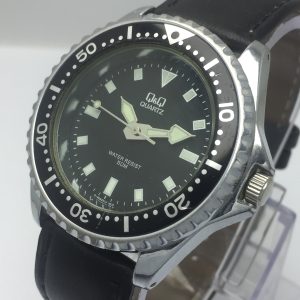 Q&Q Black Dial Quartz Diver's Vintage Men's Watch WQW146BAS5