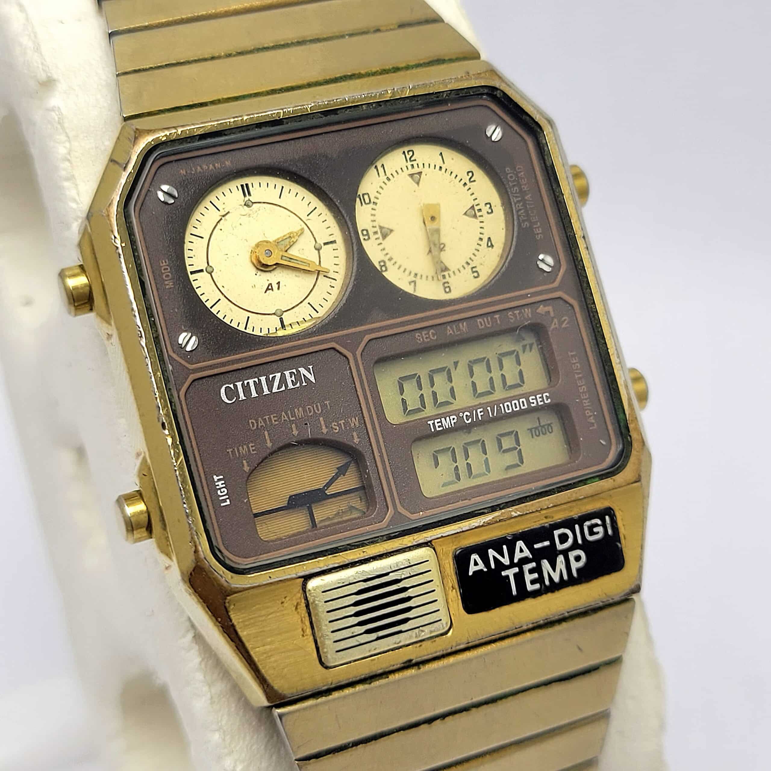 Citizen Ana-Digi Temp 8988-001971 Quartz Alarm Chronograph Vintage